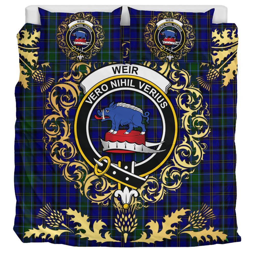 Weir Tartan Crest Bedding Set - Golden Thistle Style