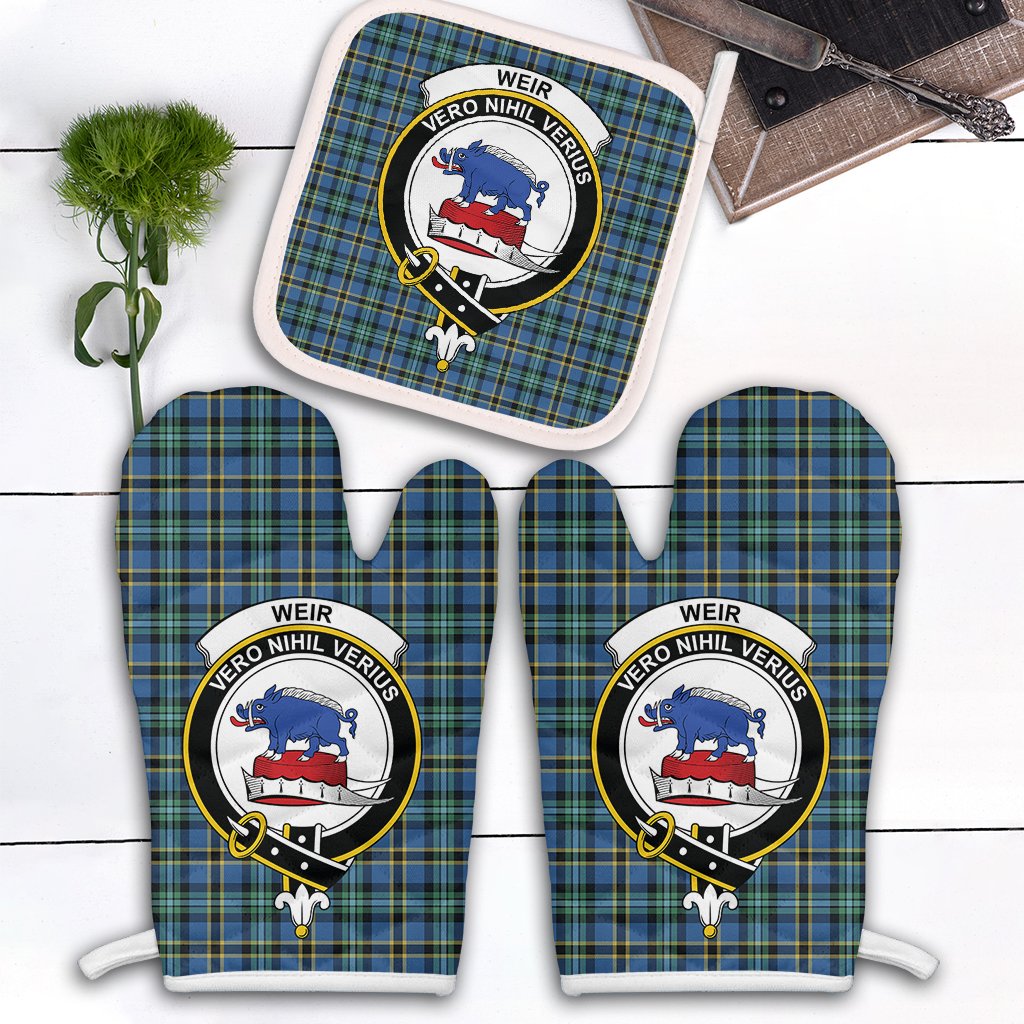 Weir Ancient Tartan Crest Oven Mitt And Pot Holder (2 Oven Mitts + 1 Pot Holder)