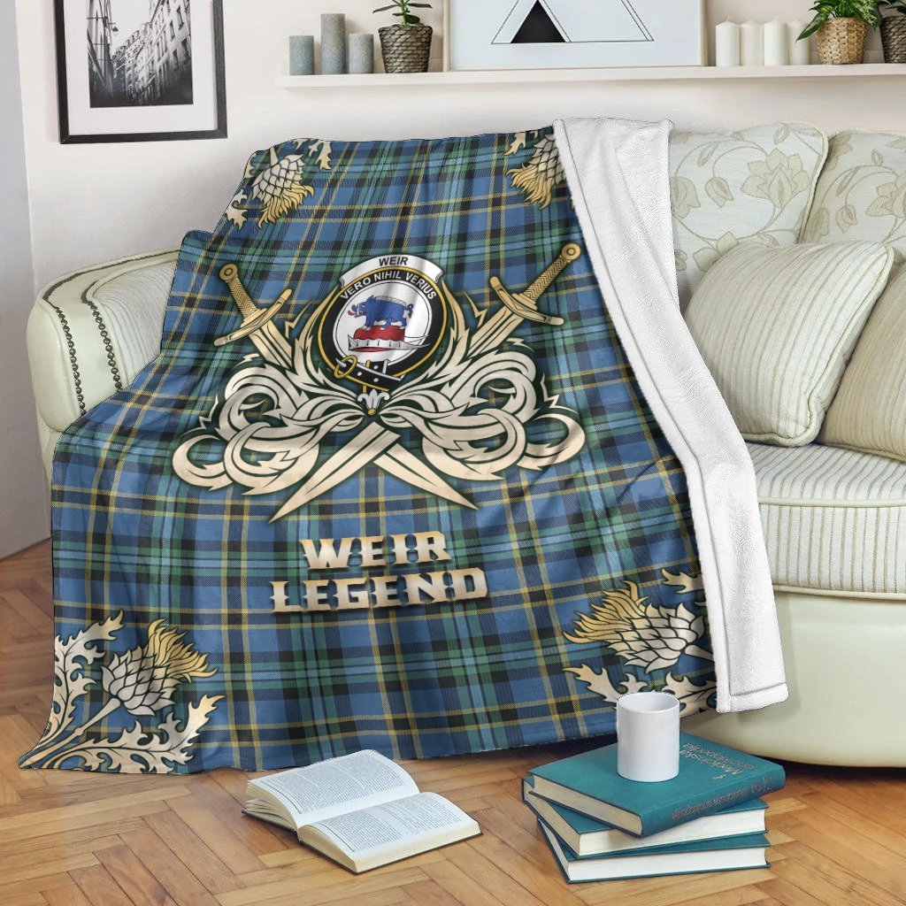 Weir Ancient Tartan Gold Courage Symbol Blanket