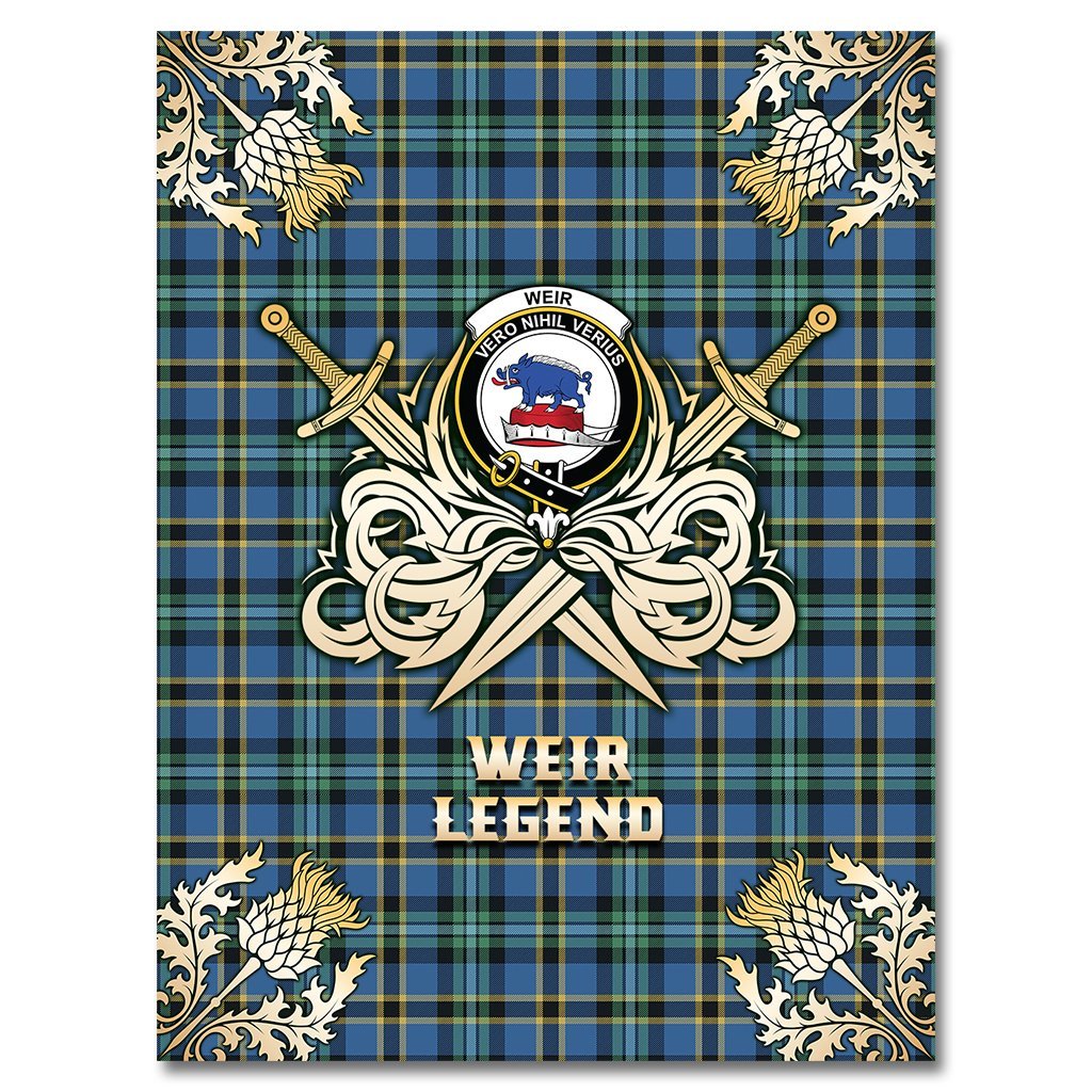 Weir Ancient Tartan Gold Courage Symbol Blanket