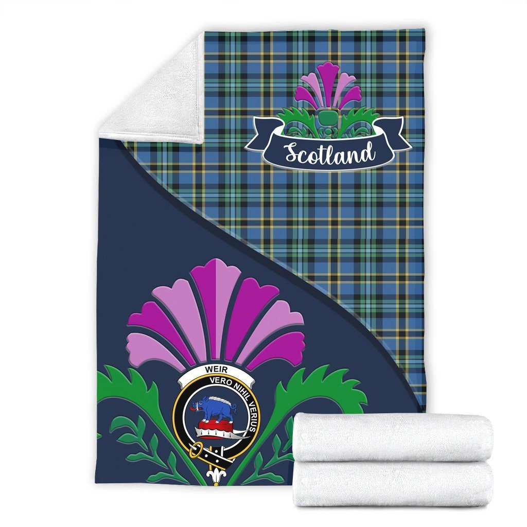 Weir Tartan Crest Premium Blanket - Thistle Style