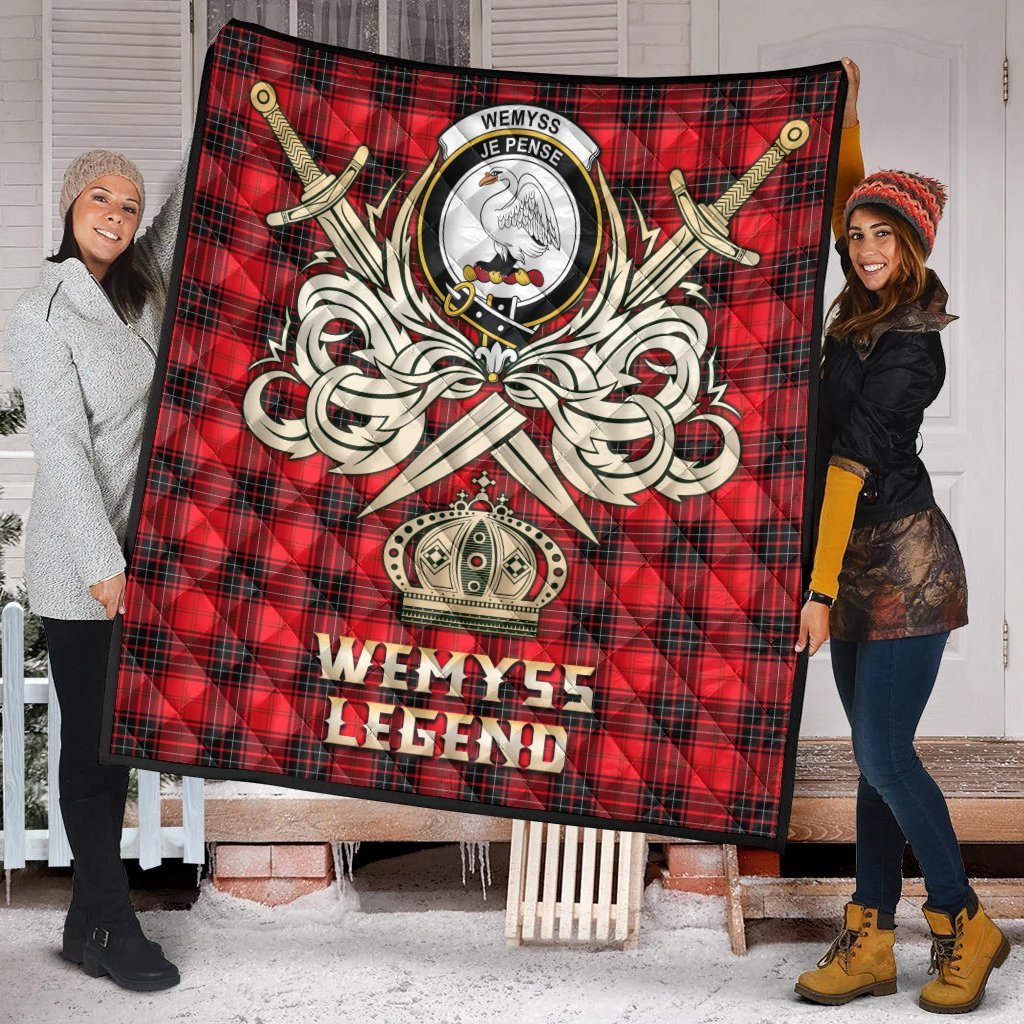 Wemyss Modern Tartan Crest Legend Gold Royal Premium Quilt