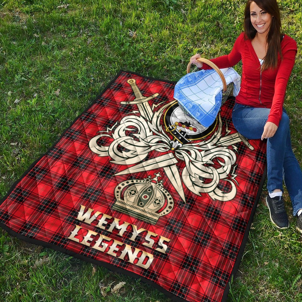 Wemyss Modern Tartan Crest Legend Gold Royal Premium Quilt