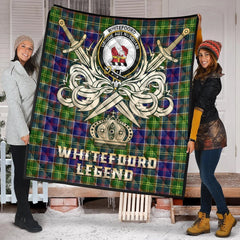 Whitefoord Modern Tartan Crest Legend Gold Royal Premium Quilt