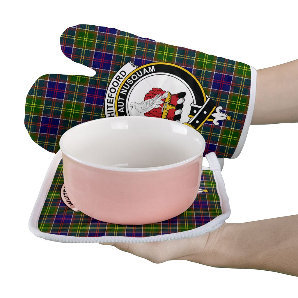 Whitefoord Modern Tartan Crest Oven Mitt And Pot Holder (2 Oven Mitts + 1 Pot Holder)