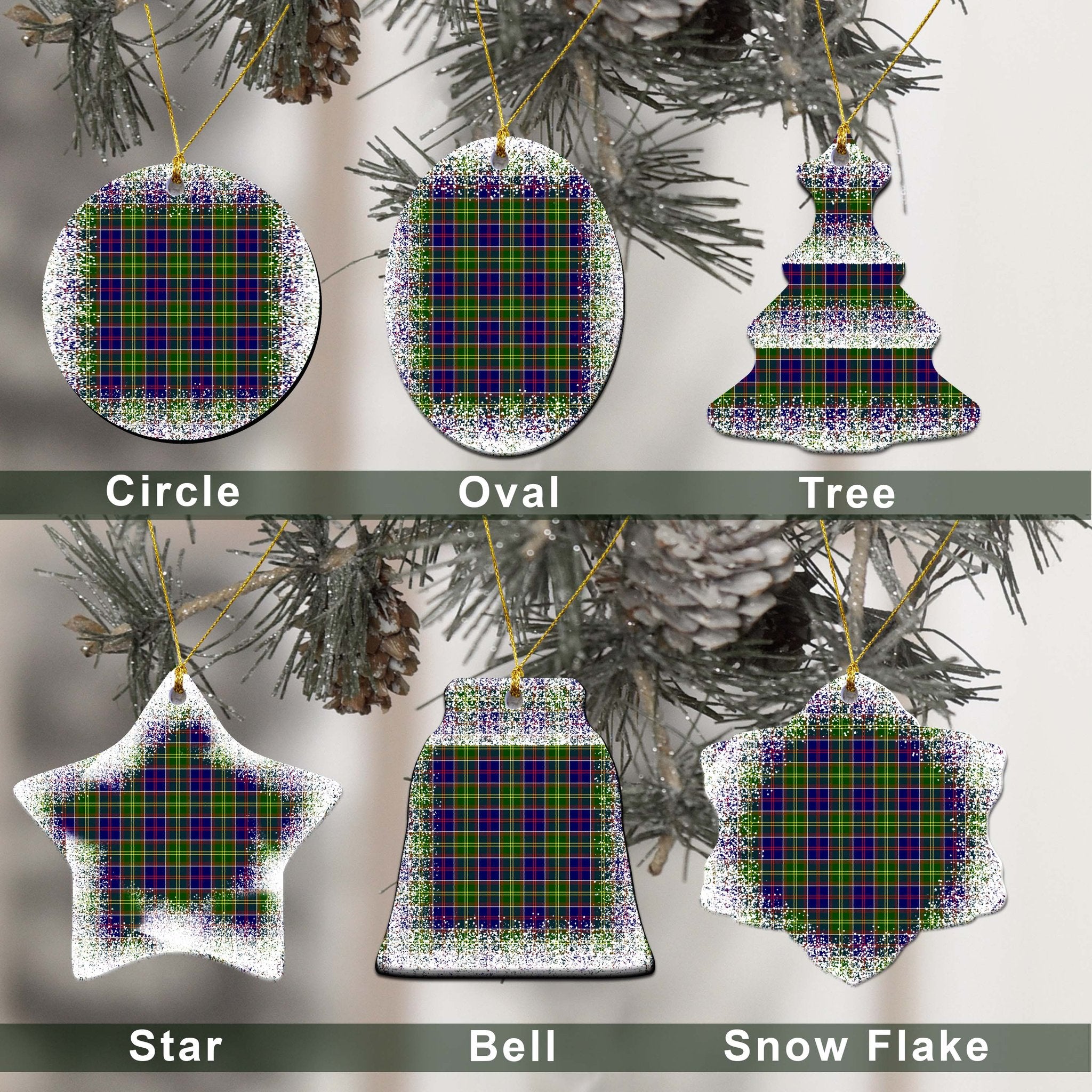 Whiteford Tartan Christmas Ceramic Ornament - Snow Style