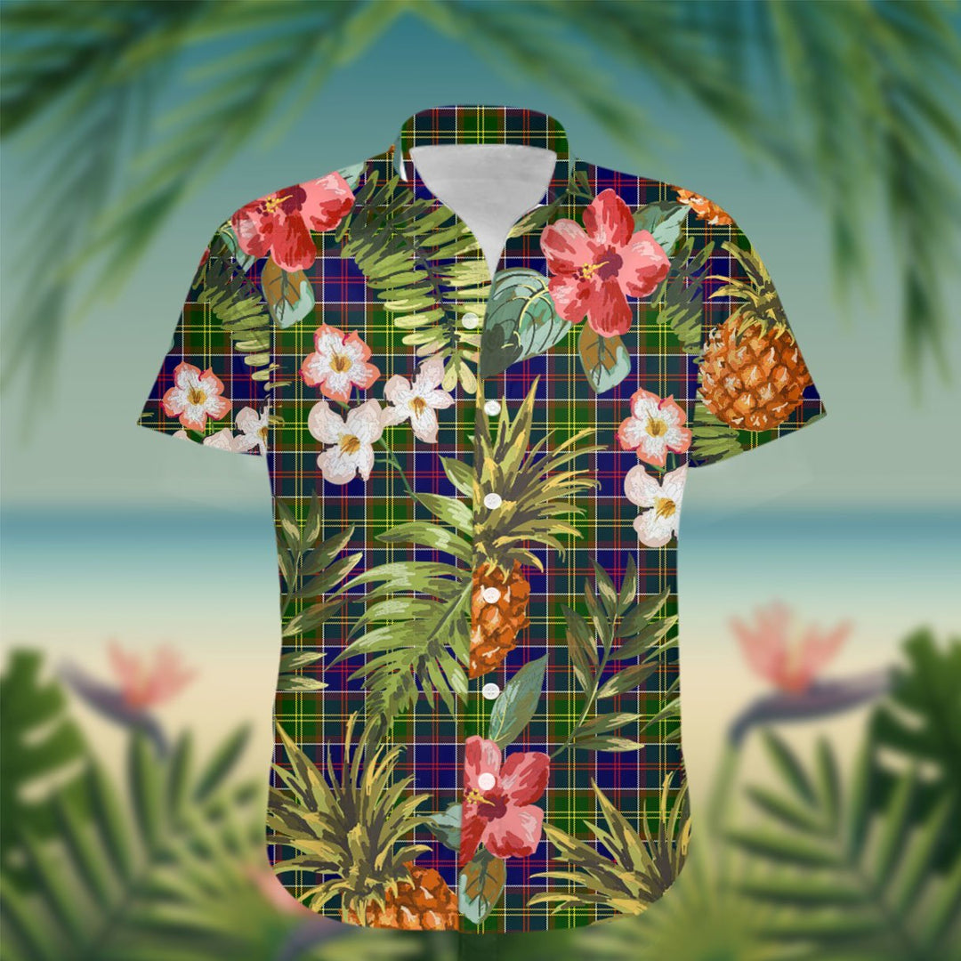 Whiteford Tartan Hawaiian Shirt Hibiscus, Coconut, Parrot, Pineapple - Tropical Garden Shirt