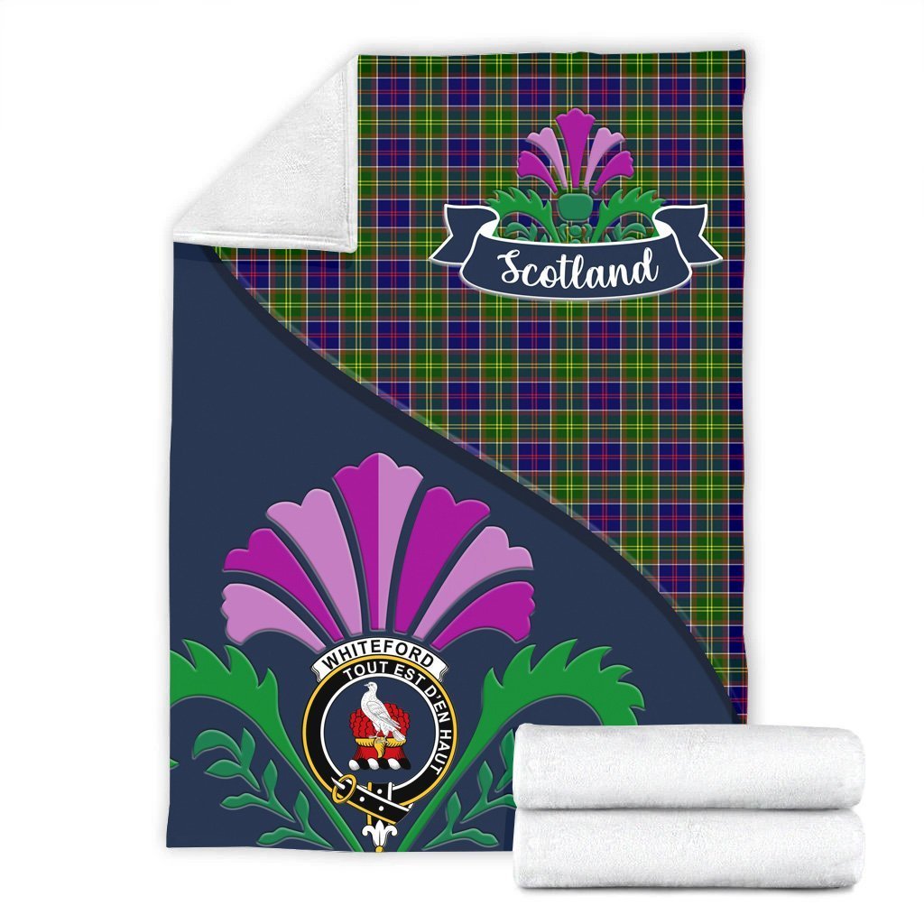 Whiteford Tartan Crest Premium Blanket - Thistle Style