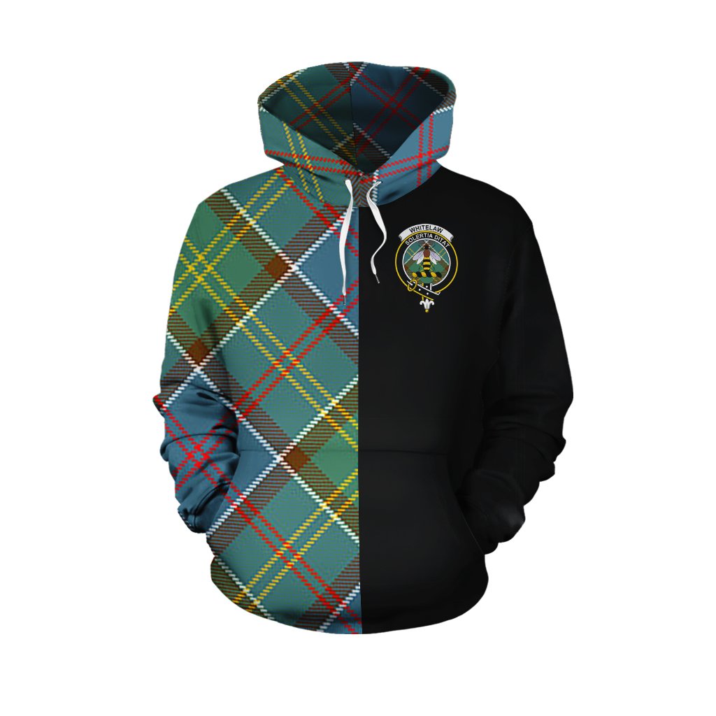 Whitelaw Tartan Hoodie Half of Me - Cross Style