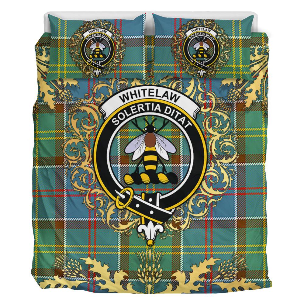 Whitelaw Tartan Crest Bedding Set - Golden Thistle Style