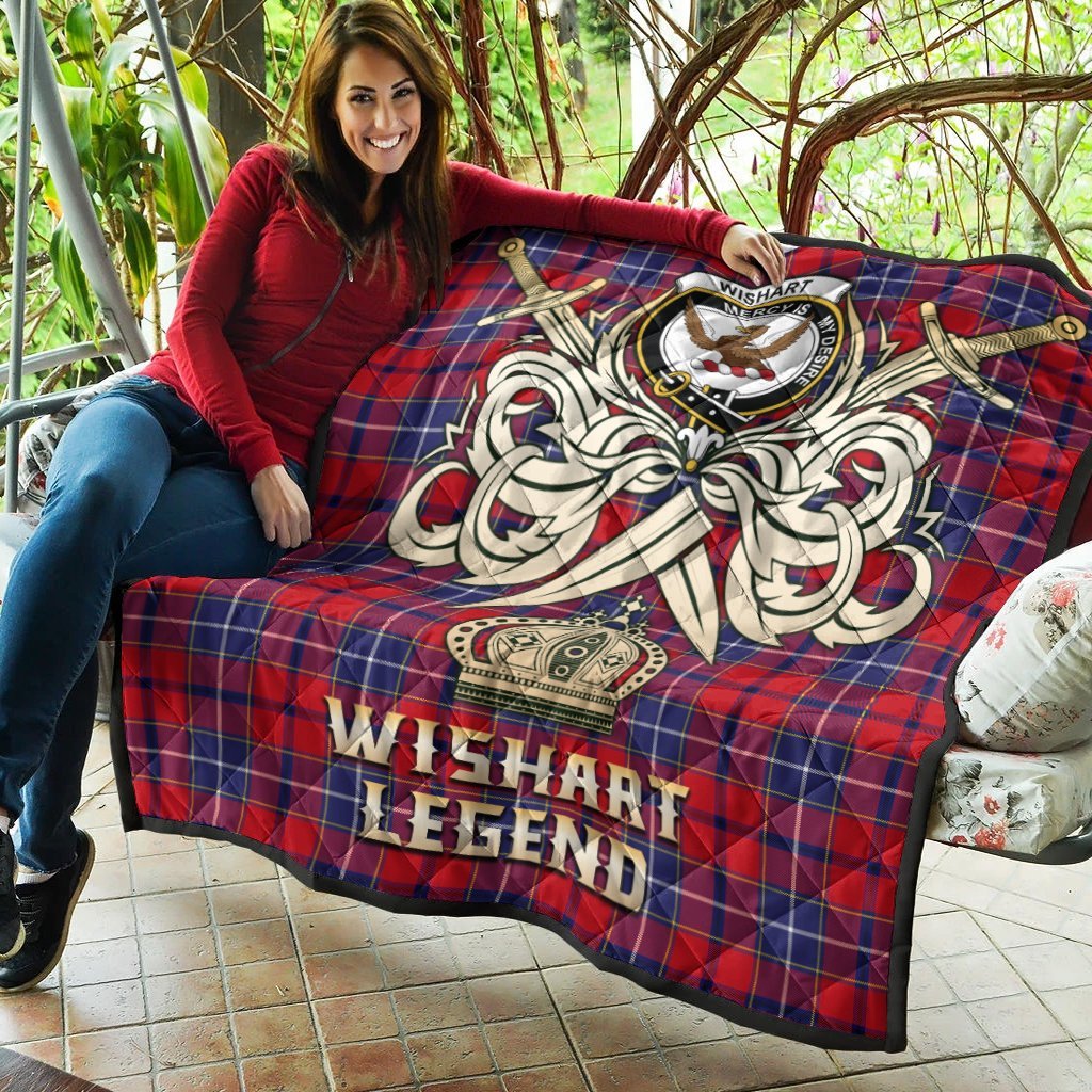 Wishart Dress Tartan Crest Legend Gold Royal Premium Quilt