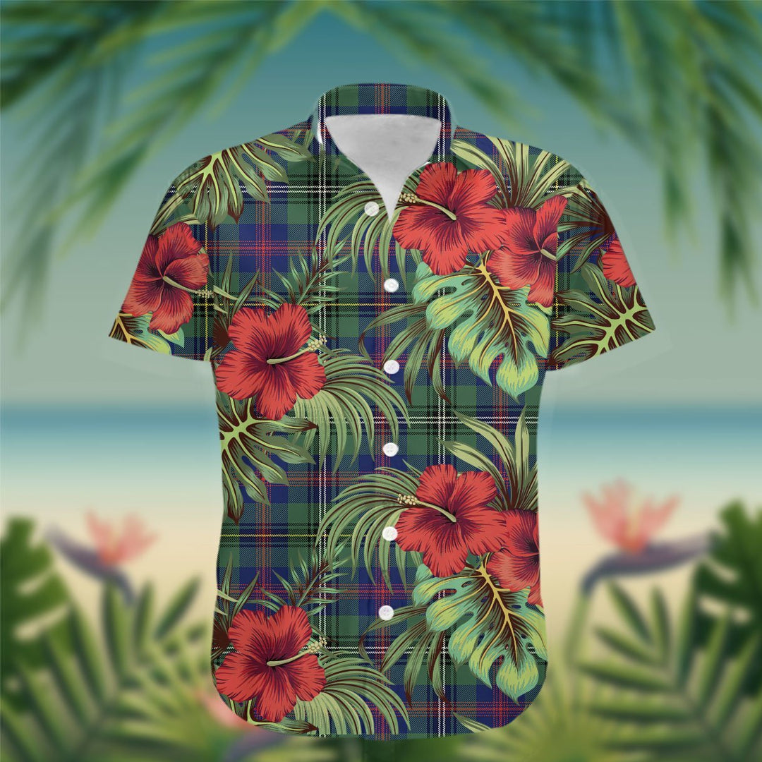 Wood Tartan Hawaiian Shirt Hibiscus, Coconut, Parrot, Pineapple - Tropical Garden Shirt