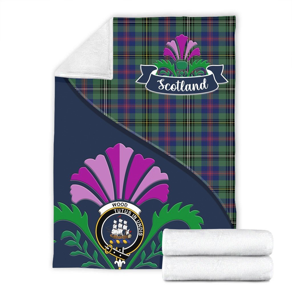 Wood Tartan Crest Premium Blanket - Thistle Style