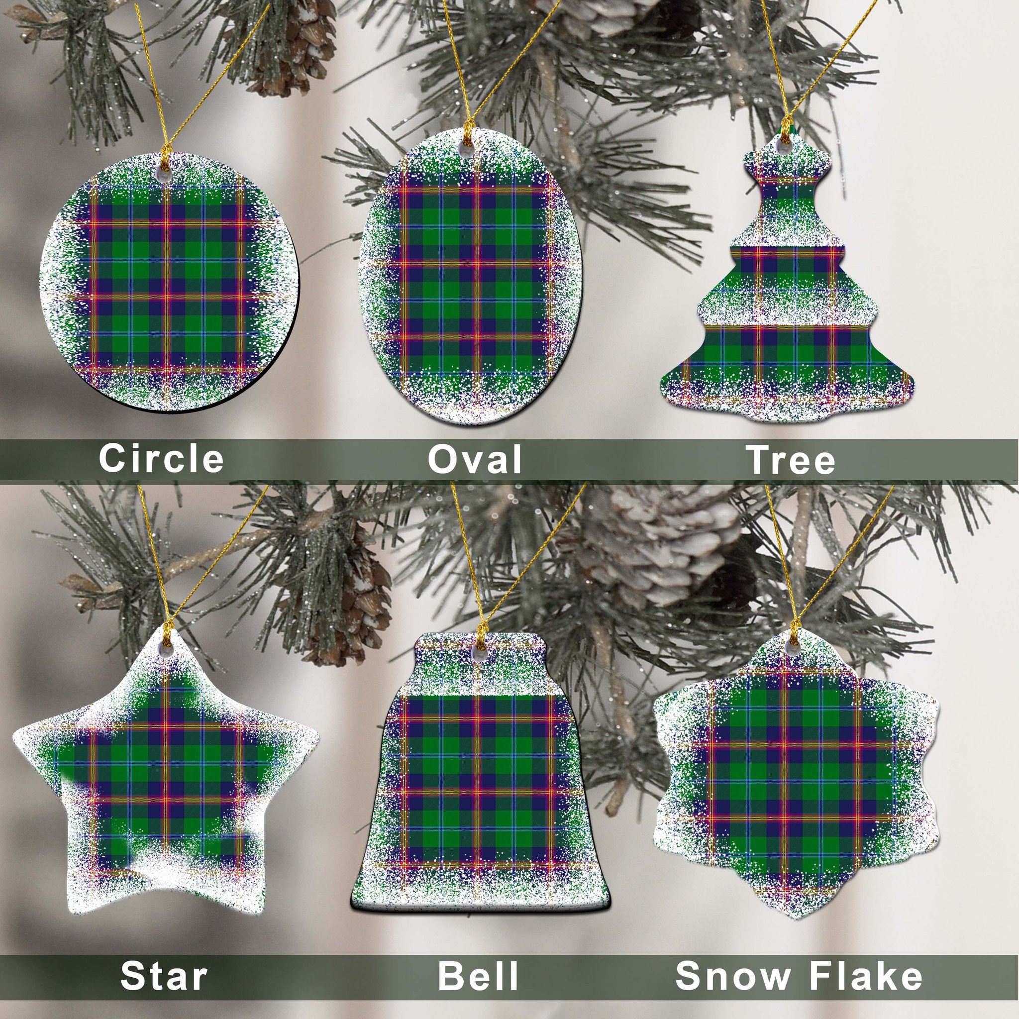 Young Tartan Christmas Ceramic Ornament - Snow Style