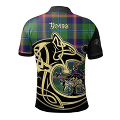 Young Modern Tartan Polo Shirt Viking Wolf