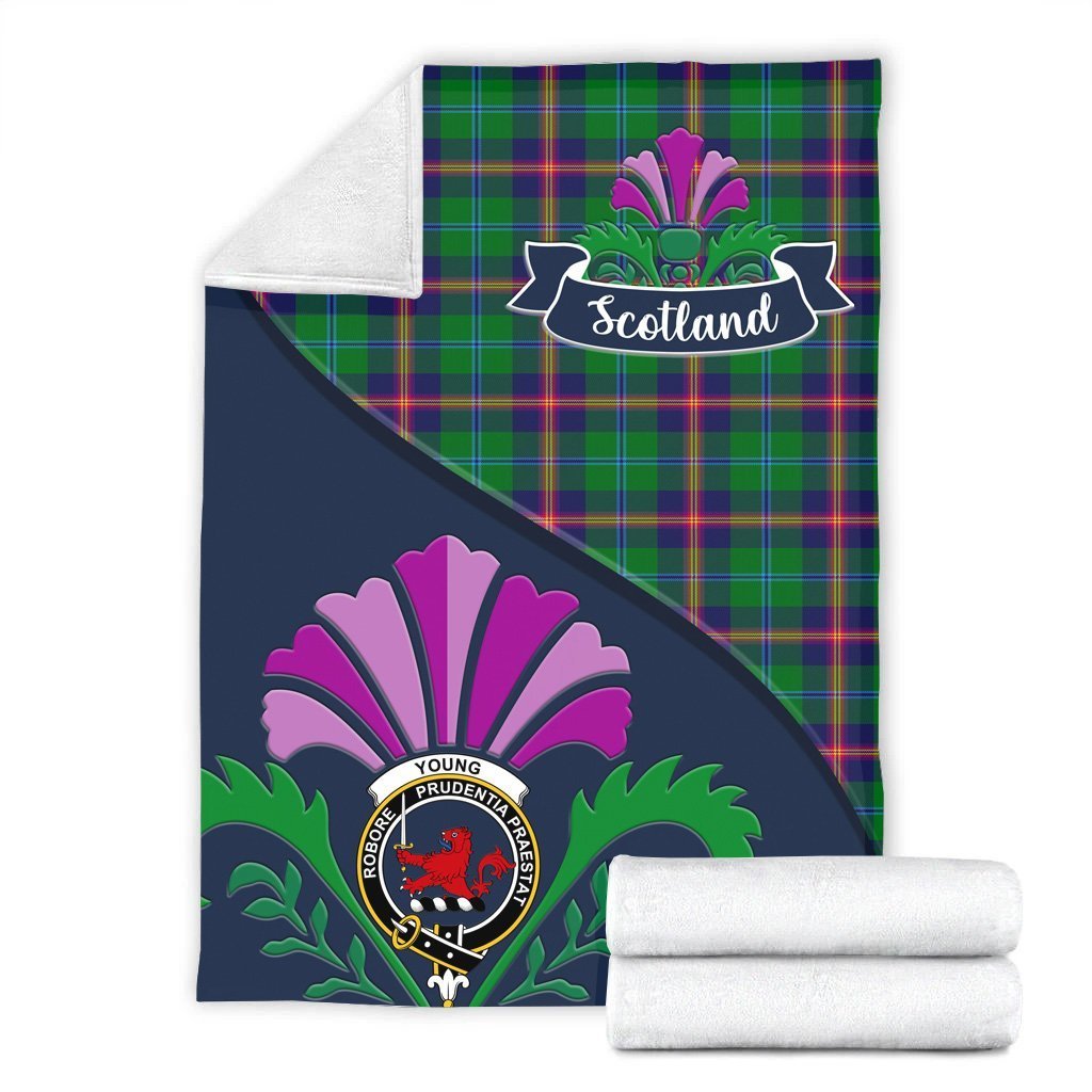 Young Tartan Crest Premium Blanket - Thistle Style