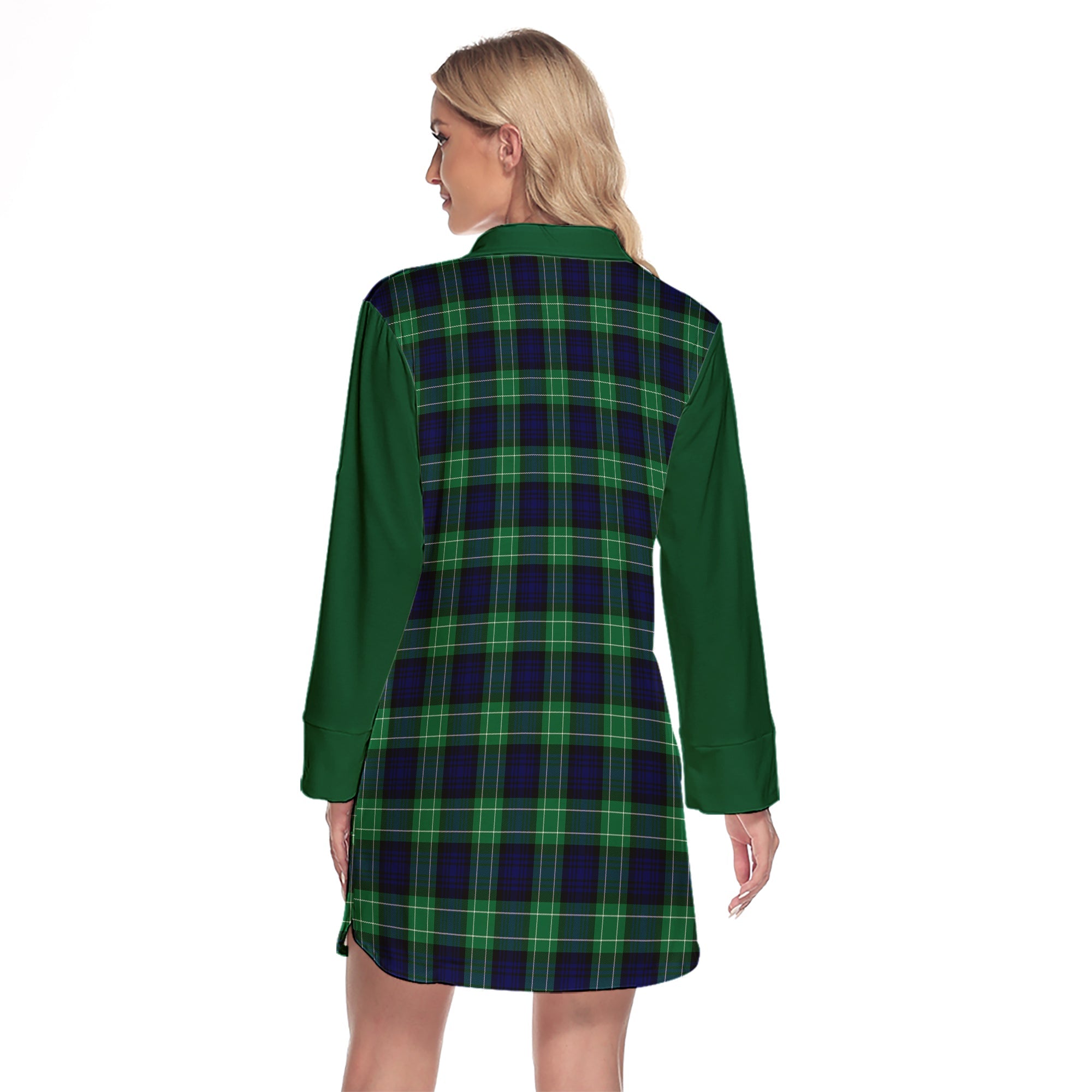 Abercrombie Tartan Women's Lapel Shirt Dress With Long Sleeve