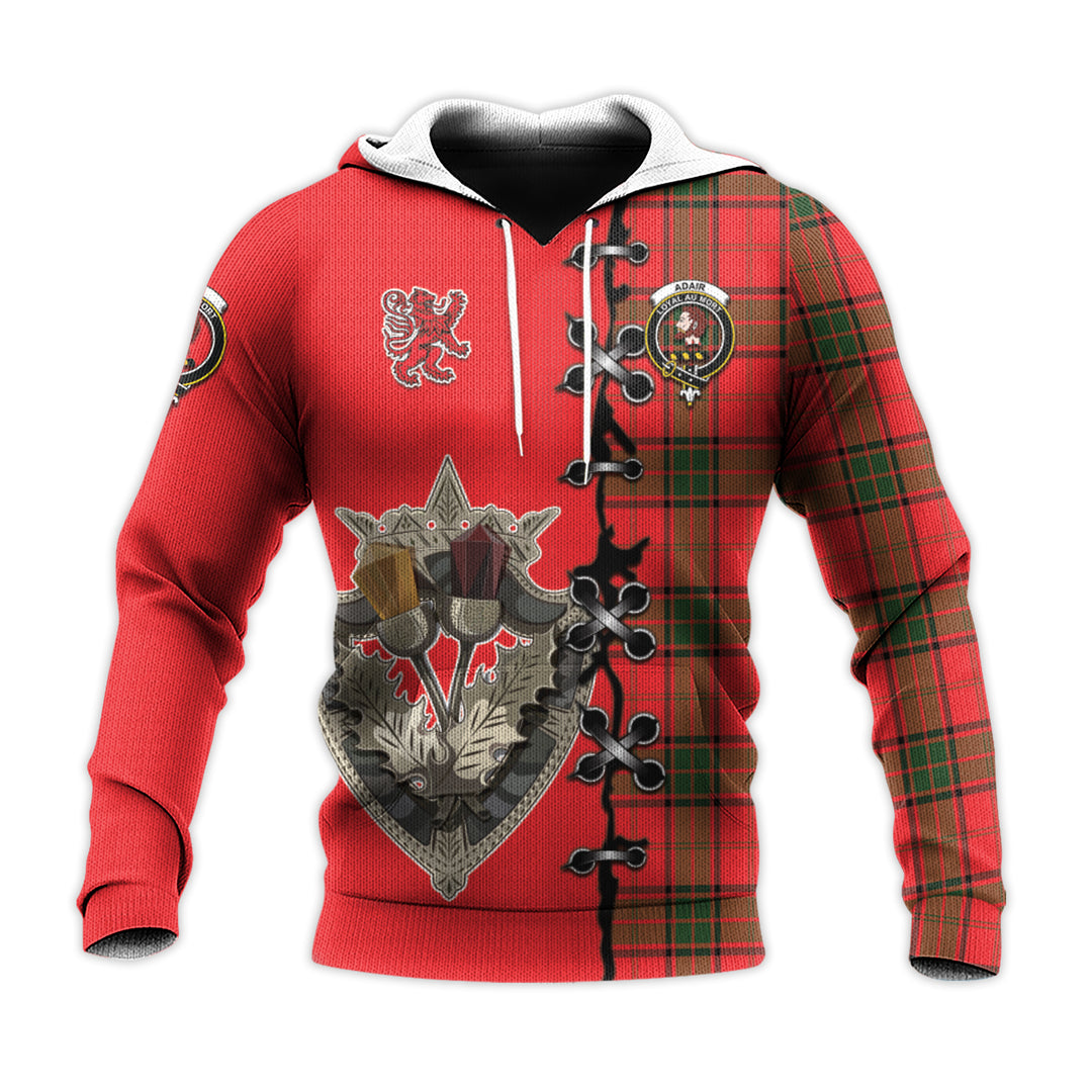 Adair Tartan Hoodie - Lion Rampant And Celtic Thistle Style