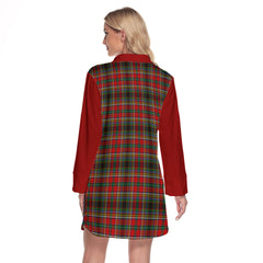 Anderson Of Arbrake Tartan Women's Lapel Shirt Dress With Long Sleeve