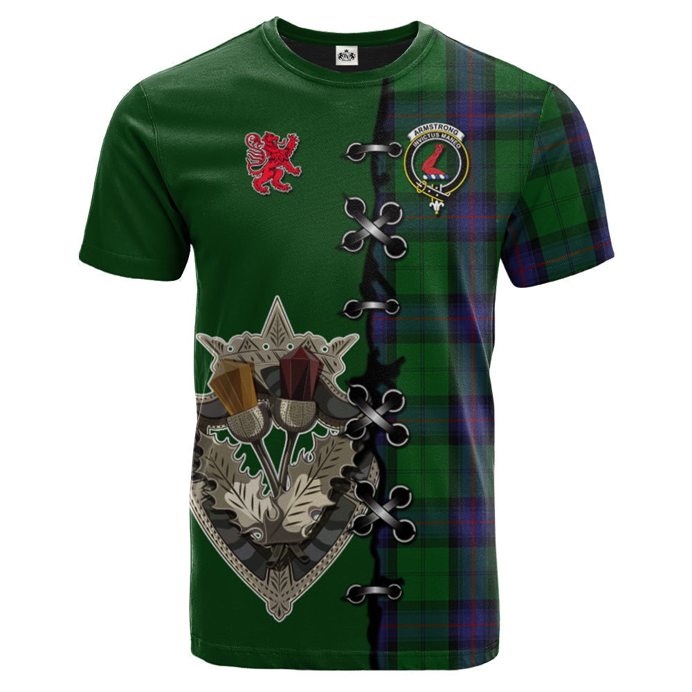 Armstrong Tartan T-shirt - Lion Rampant And Celtic Thistle Style