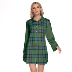 Armstrong Ancient Tartan Women's Lapel Shirt Dress With Long Sleeve