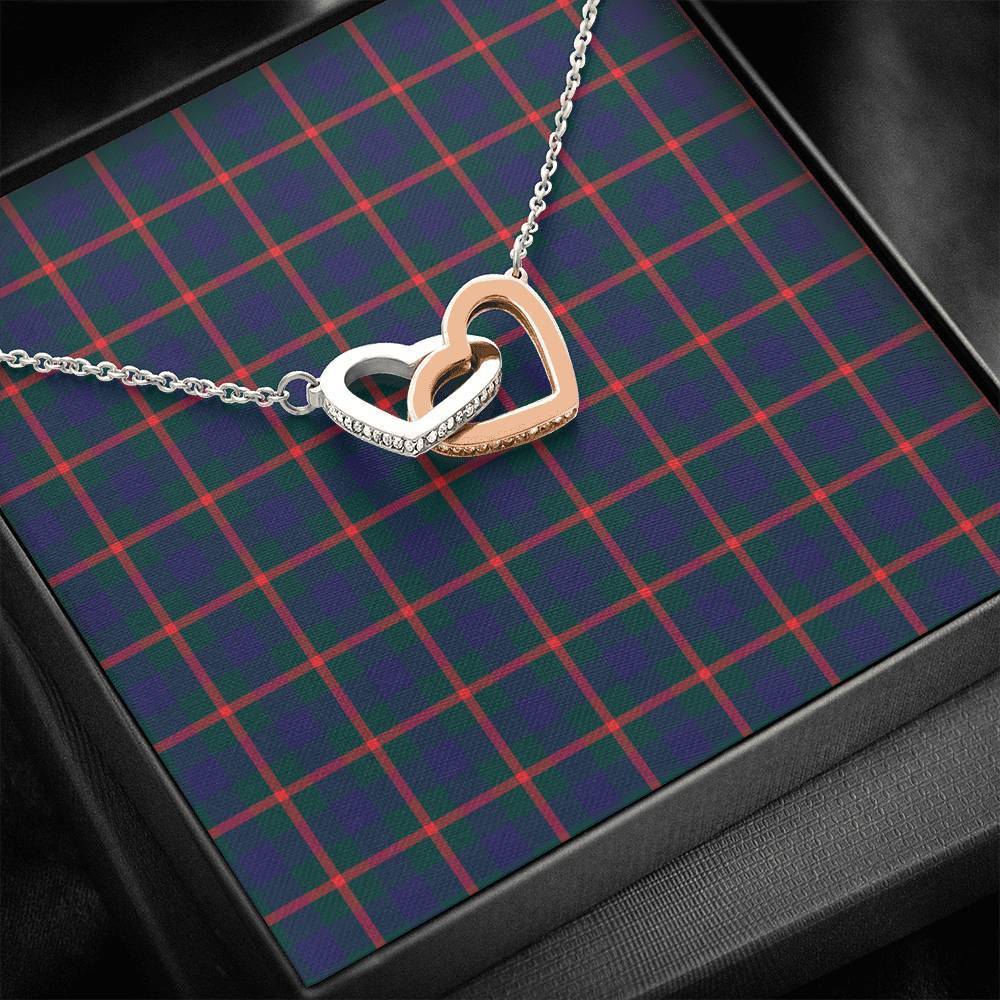Agnew Modern Tartan Interlocking Hearts Necklace