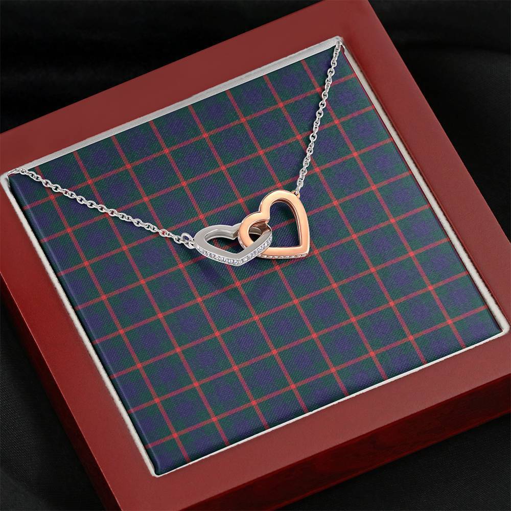 Agnew Modern Tartan Interlocking Hearts Necklace