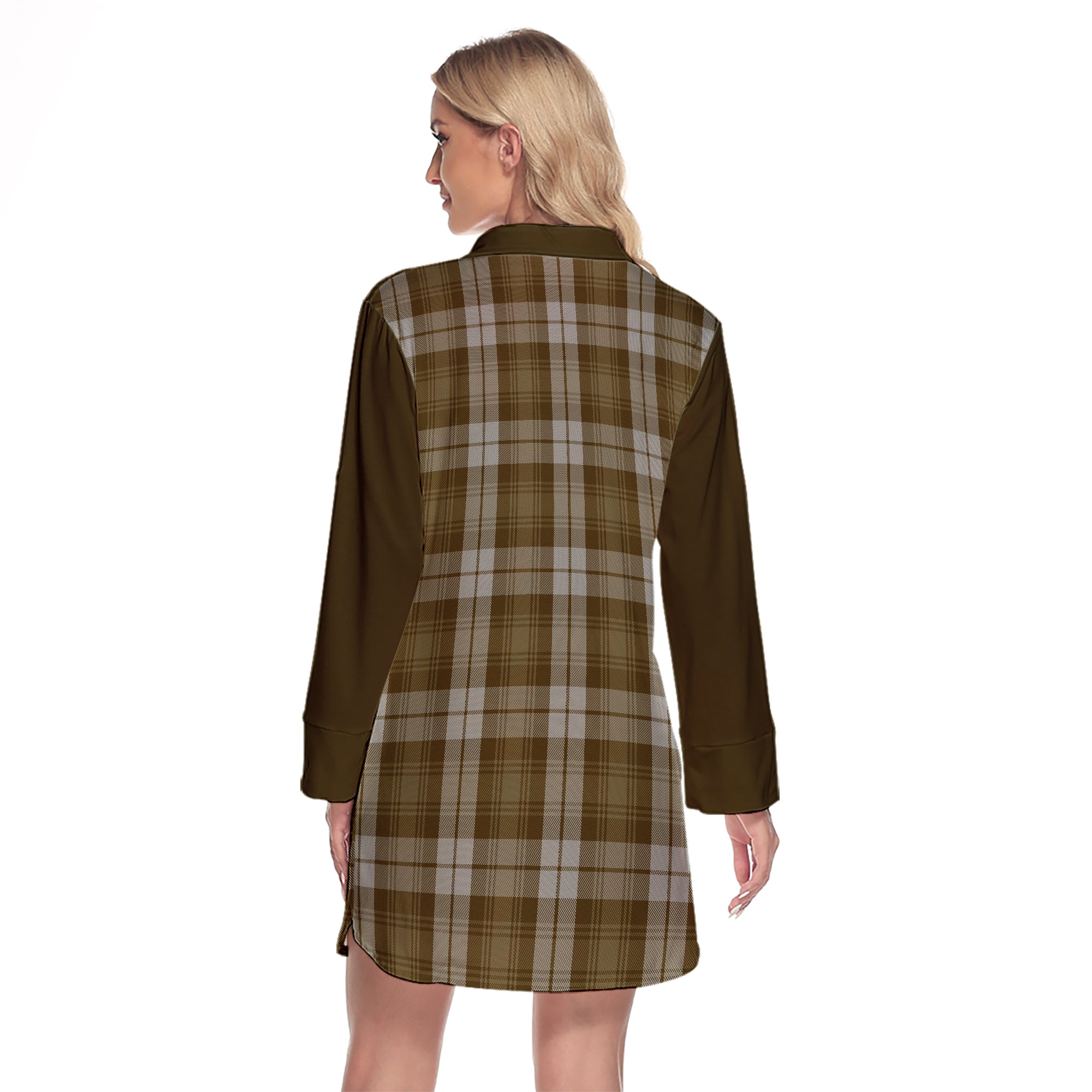 Baillie Dress Tartan Women's Lapel Shirt Dress With Long Sleeve