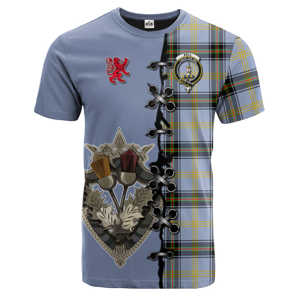 Bell Tartan T-shirt - Lion Rampant And Celtic Thistle Style