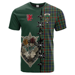 Bisset Tartan T-shirt - Lion Rampant And Celtic Thistle Style