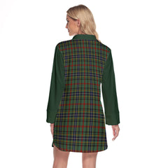 Bisset Tartan Women's Lapel Shirt Dress With Long Sleeve