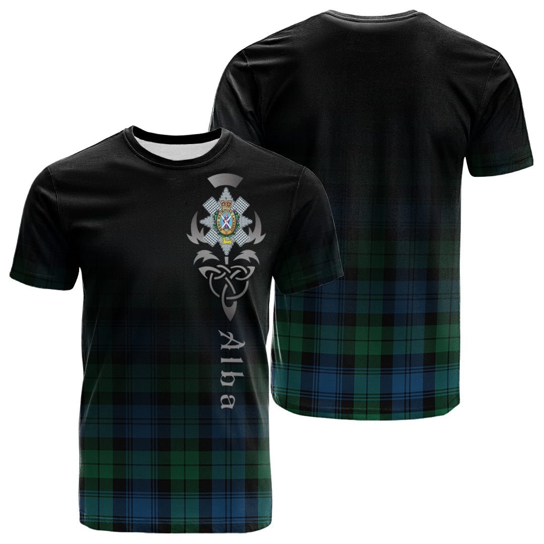 Black Watch Ancient Tartan Crest T-shirt - Alba Celtic Style