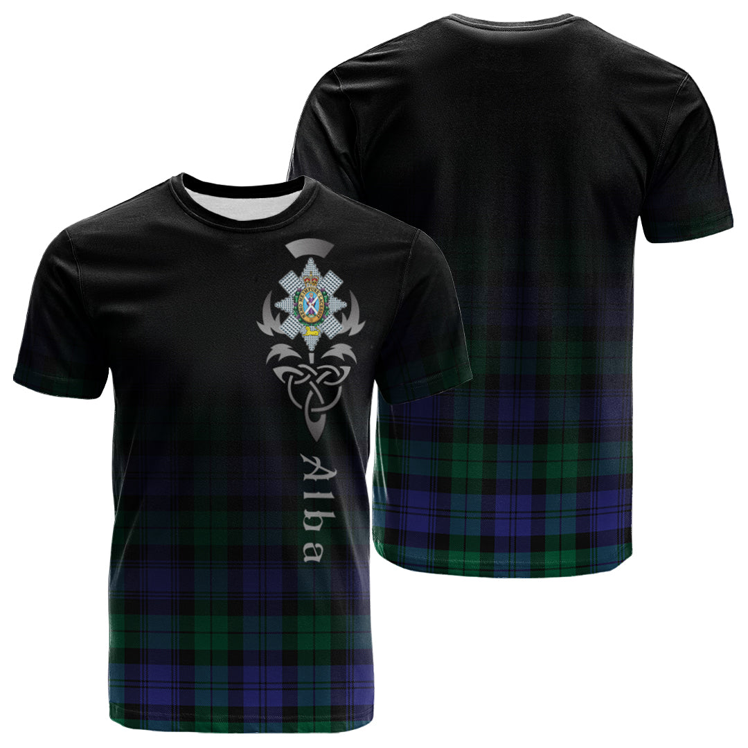 Black Watch Modern Tartan Crest T-shirt - Alba Celtic Style