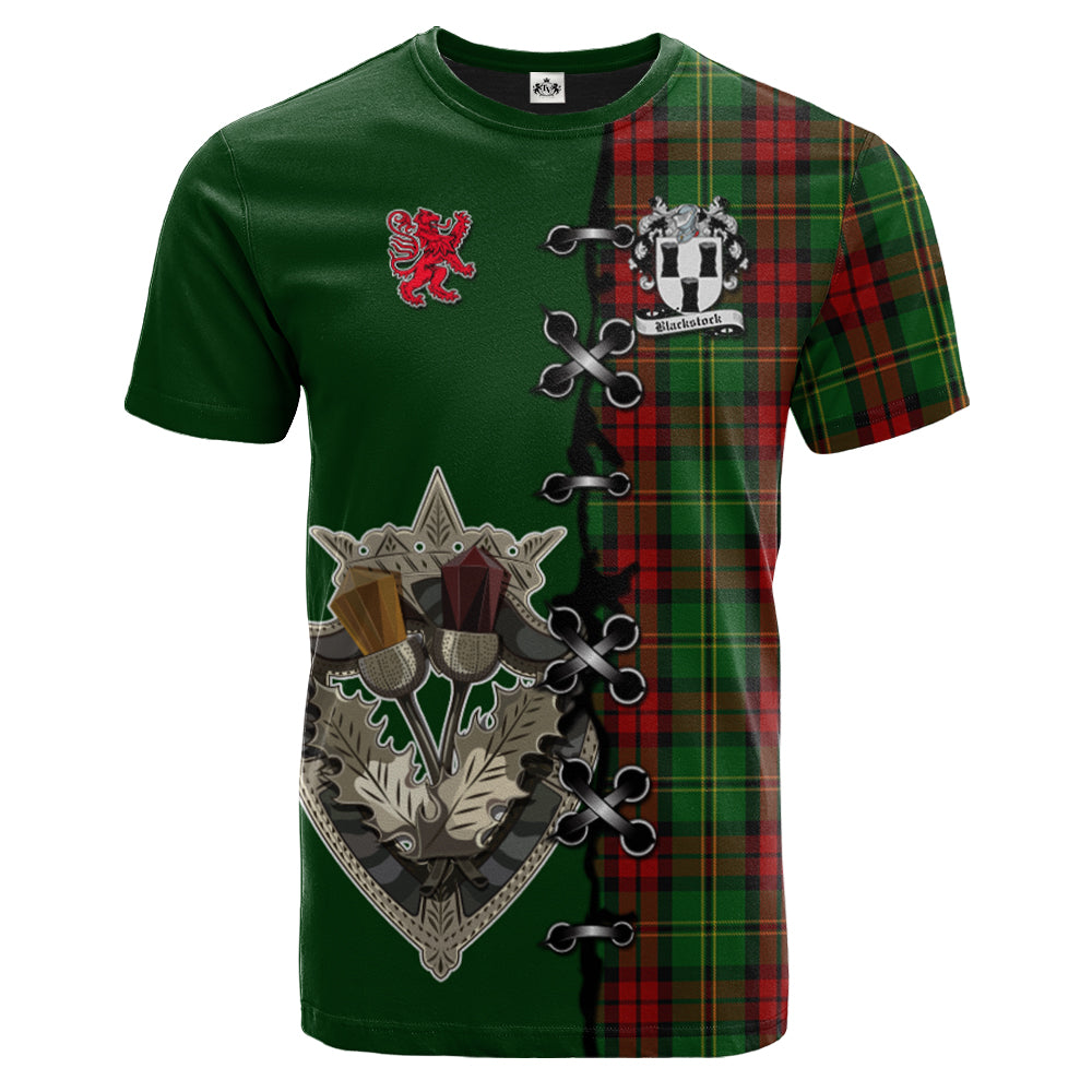 Blackstock Hunting Tartan T-shirt - Lion Rampant And Celtic Thistle Style