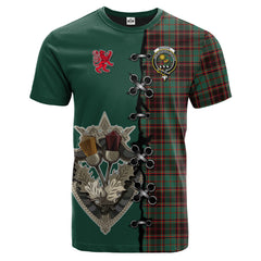 Buchan Ancient Tartan T-shirt - Lion Rampant And Celtic Thistle Style