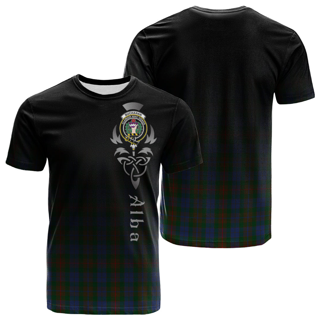 Buchanan Hunting Tartan Crest T-shirt - Alba Celtic Style