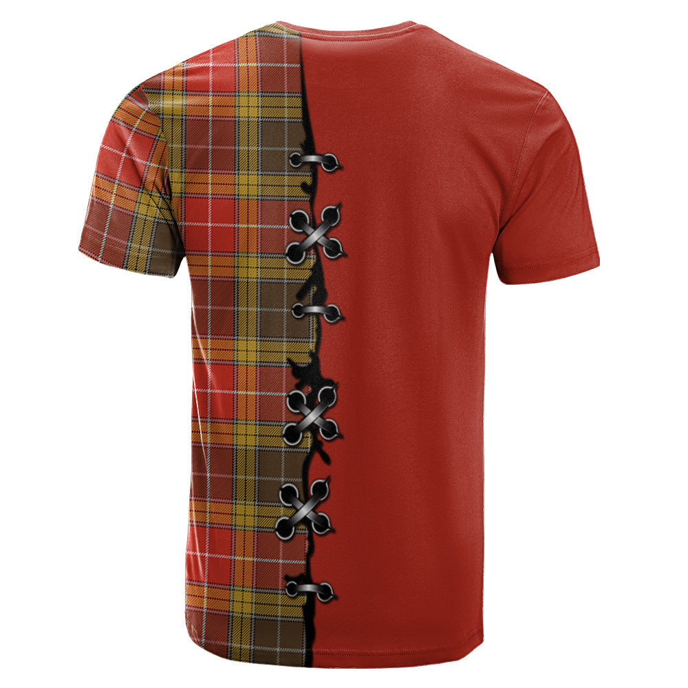 Buchanan Old Set Weathered Tartan T-shirt - Lion Rampant And Celtic Thistle Style