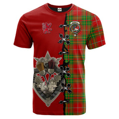 Burnett Ancient Tartan T-shirt - Lion Rampant And Celtic Thistle Style