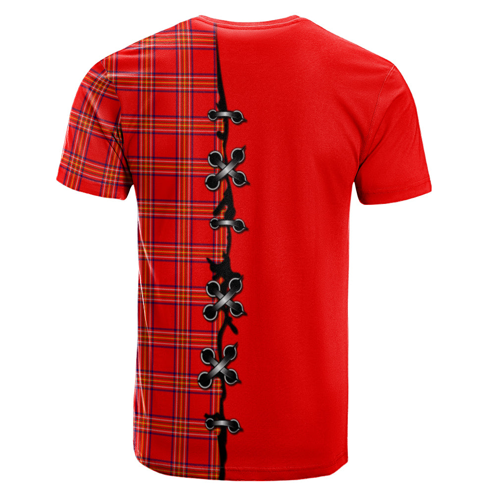 Burnett Modern Tartan T-shirt - Lion Rampant And Celtic Thistle Style