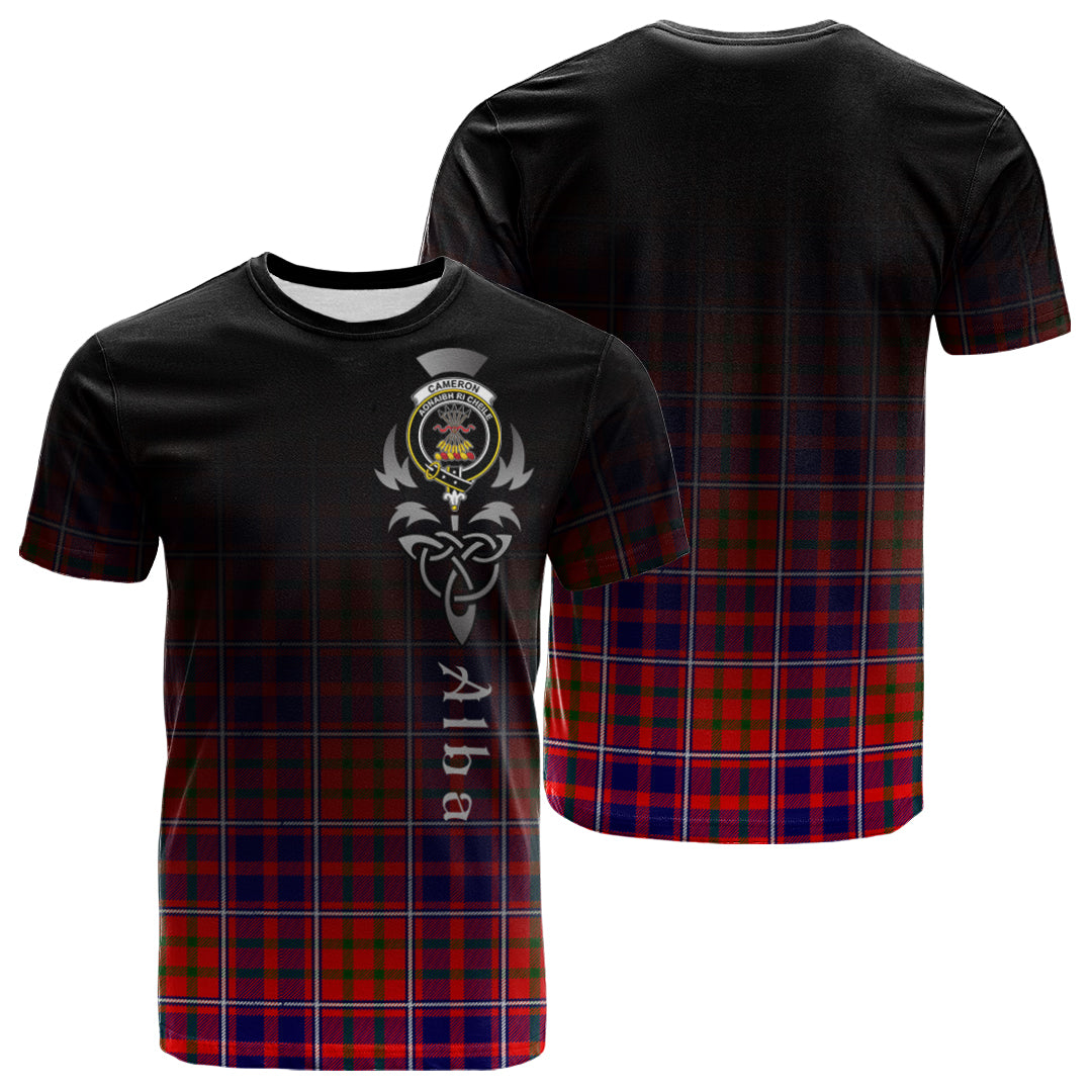 Cameron Of Lochiel Modern Tartan Crest T-shirt - Alba Celtic Style