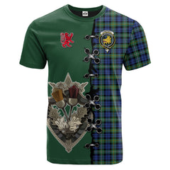 Campbell Argyll Ancient Tartan T-shirt - Lion Rampant And Celtic Thistle Style