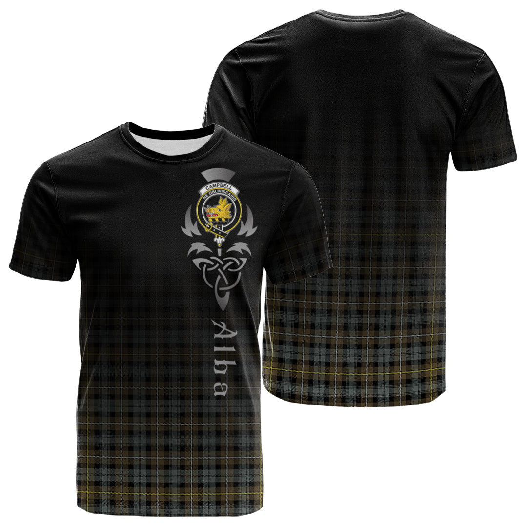 Campbell Argyll Weathered Tartan Crest T-shirt - Alba Celtic Style