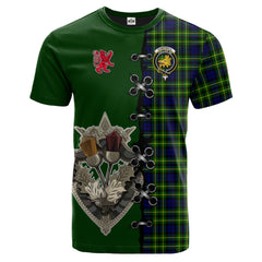 Campbell of Breadalbane Modern Tartan T-shirt - Lion Rampant And Celtic Thistle Style