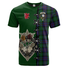 Campbell of Cawdor Tartan T-shirt - Lion Rampant And Celtic Thistle Style