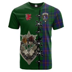 Carmichael Tartan T-shirt - Lion Rampant And Celtic Thistle Style