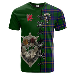 Carmichael Modern Tartan T-shirt - Lion Rampant And Celtic Thistle Style