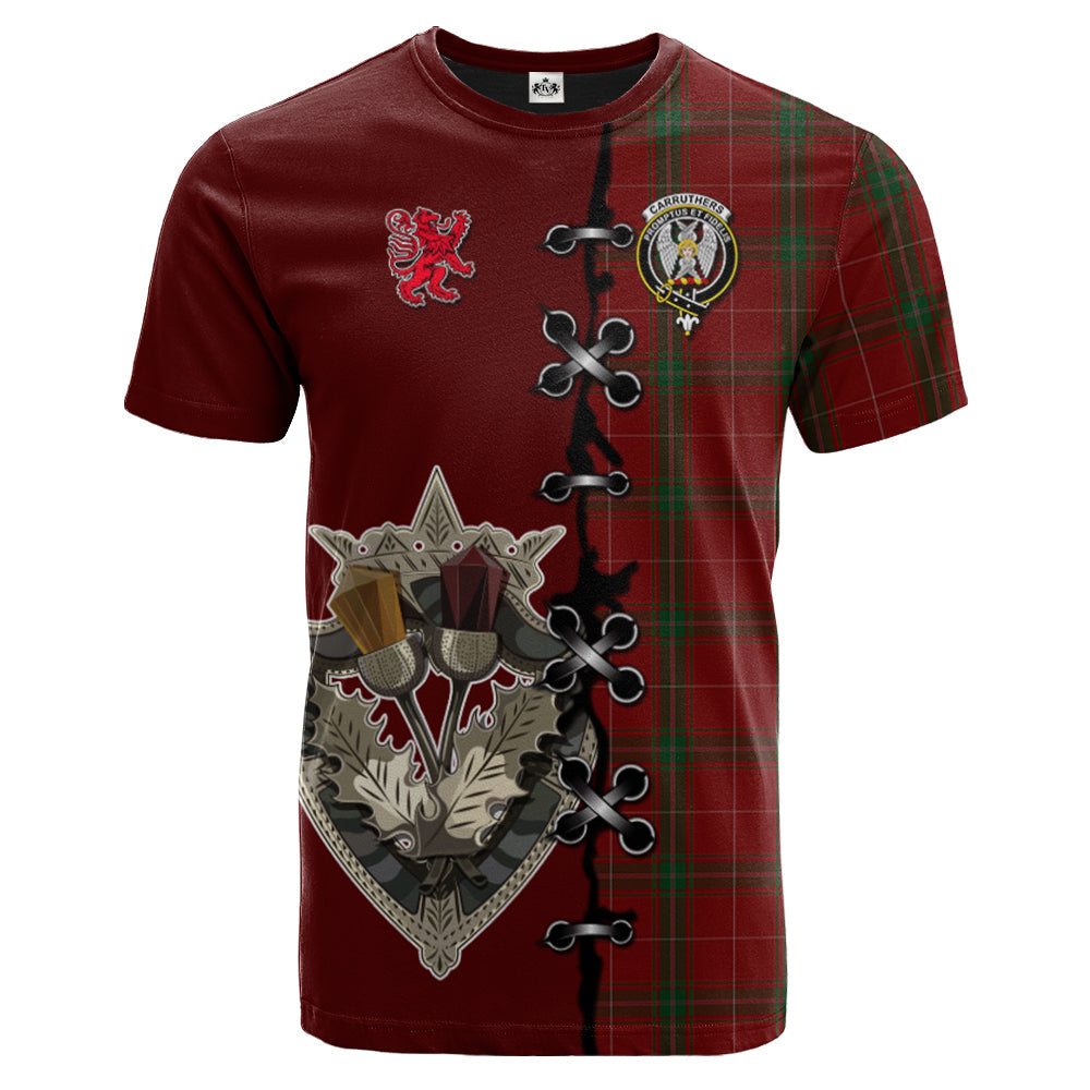 Carruthers Tartan T-shirt - Lion Rampant And Celtic Thistle Style