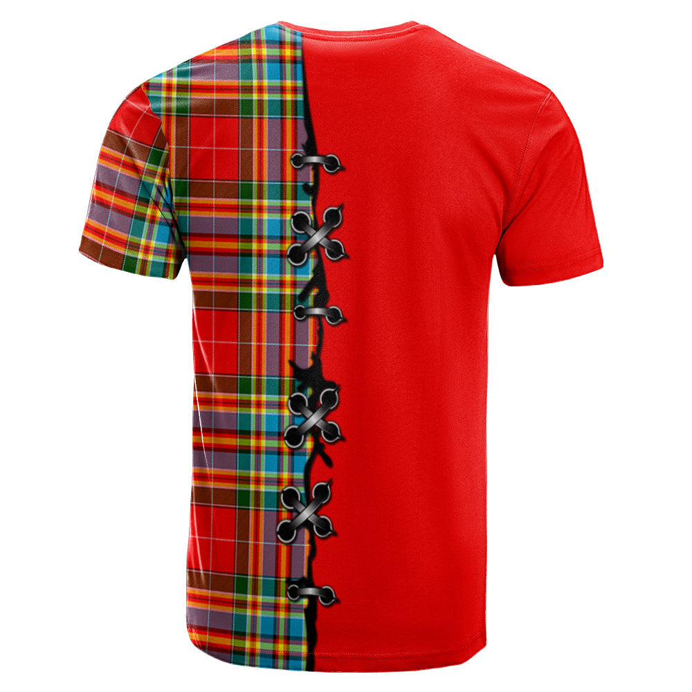 Chattan Tartan T-shirt - Lion Rampant And Celtic Thistle Style