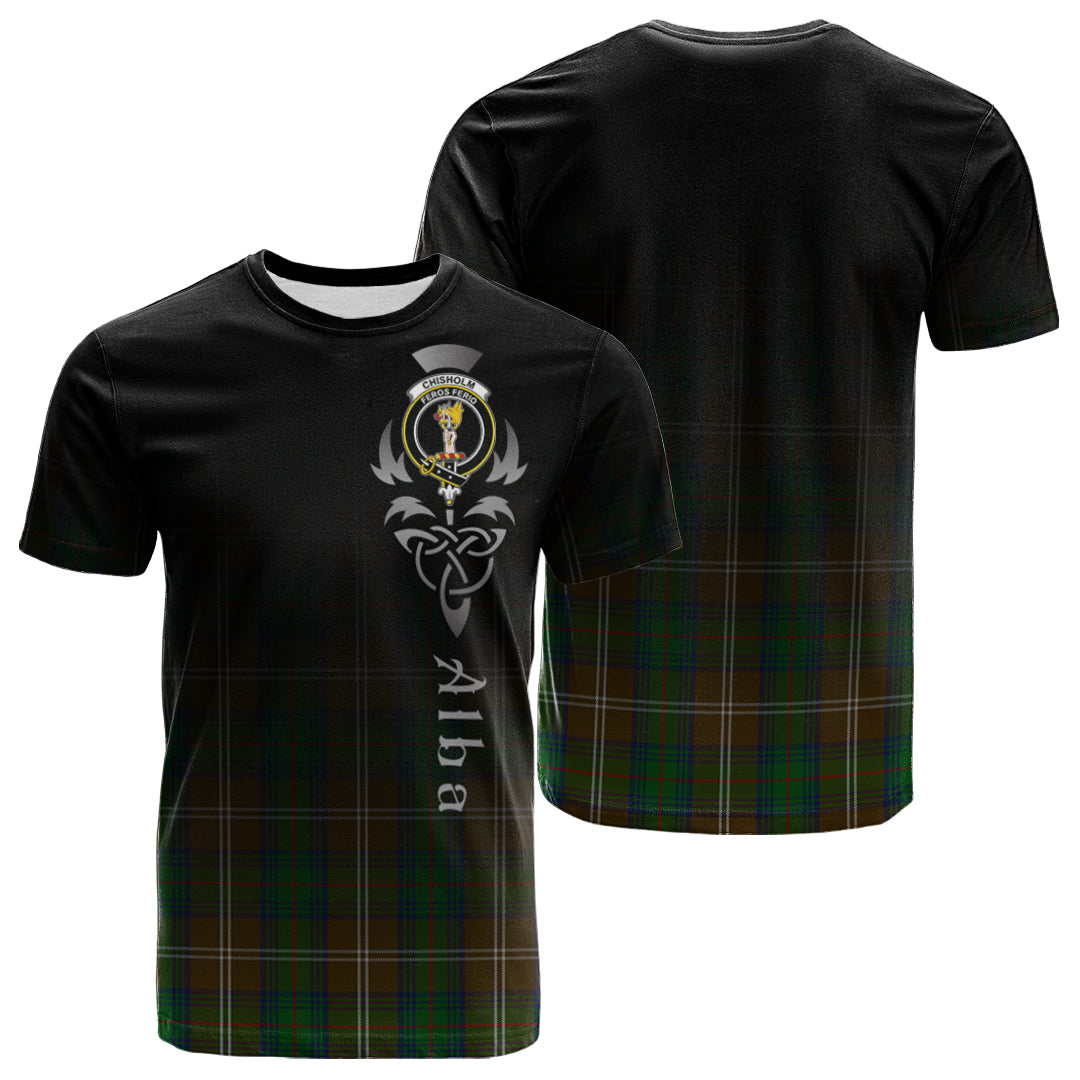 Chisholm Hunting Tartan Crest T-shirt - Alba Celtic Style