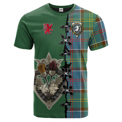 Colville Tartan T-shirt - Lion Rampant And Celtic Thistle Style